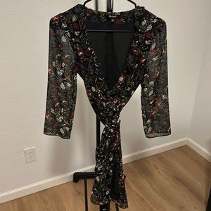 Black floral Madewell wrap dress